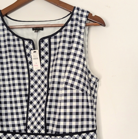 NWT Talbots Gingham Black And‎ White Fit And Flare Pockets Preppy - Picture 5 of 11